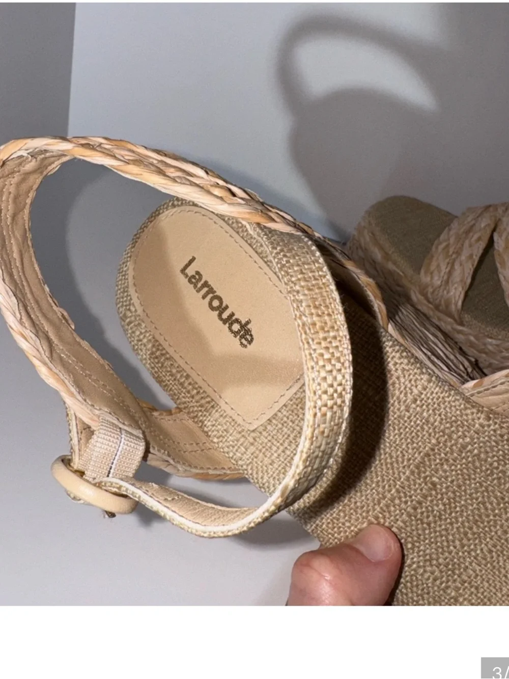 Larroude Carmen 145MM Raffia Platform Sandals